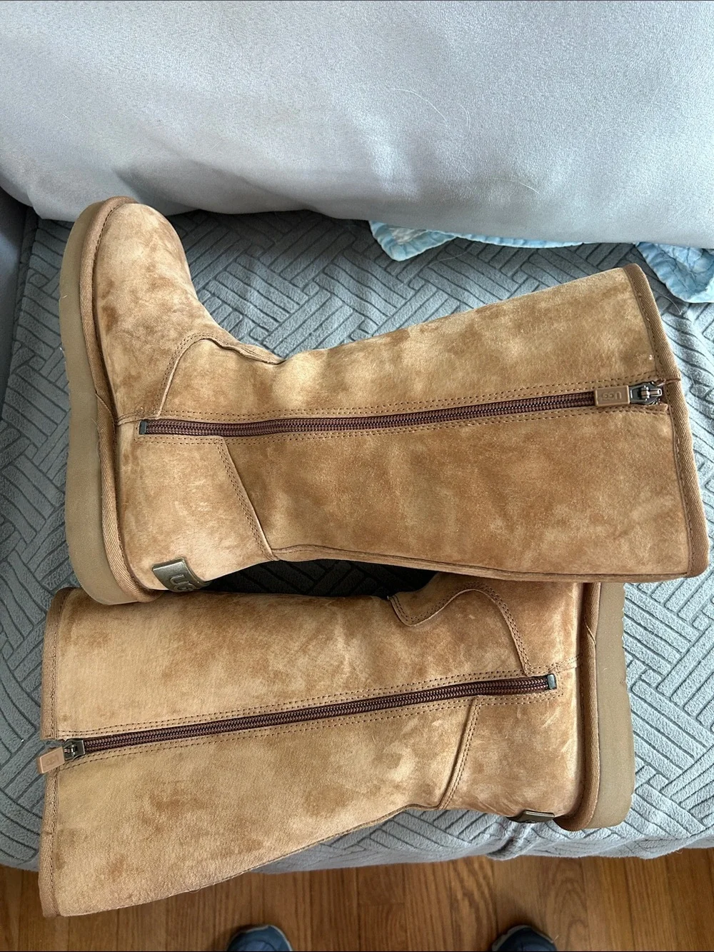 UGG Suede fleece Lined Tall Boots - Caramel